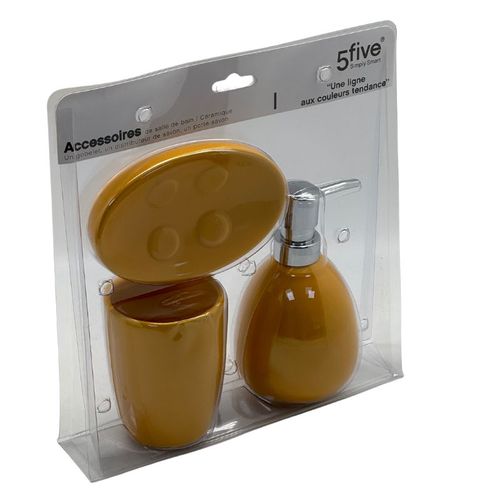 סט אמבטיה 3 חלקים קרמיקה צהוב 155951