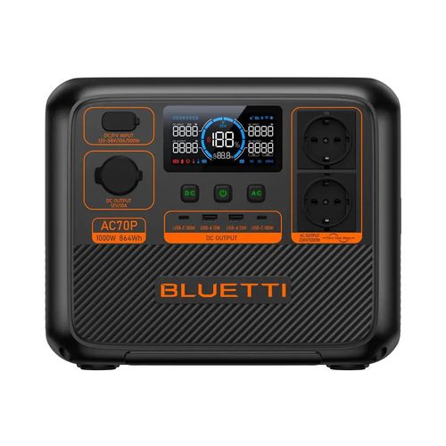 באנדל - פאנל סולארי 200W + תחנת כוח ניידת BLUETTI AC70P | עד 2000W  - 864Wh