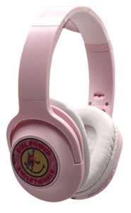 אוזניות קשת עם חיבור בלוטוס Bluetooth ניתנות לקיפול עם כבל טעינה - סמיילי ורוד