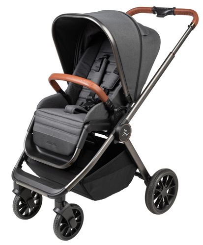 עגלת תינוק דו-כיוונית סיילו פרו 2024 Cielo PRO LUXURY עם קיפול דו-צדדי - ריפוד אפור/עור חום/שלד אפור מוברש