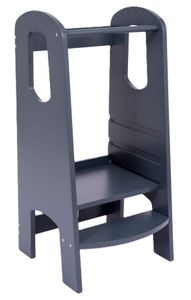 מגדל למידה ופעילות הורה / ילד עם 3 מצבי גובה ניתנים לשינוי ללא ברגים - אפור