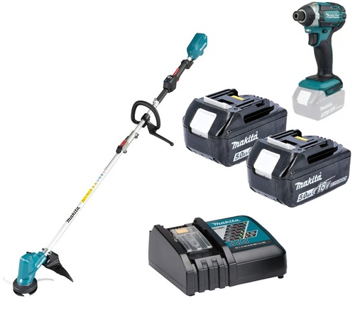 חרמש DUR191L + מברגת אימפקט DTD152 כולל 2 סוללות 5AH מבית MAKITA