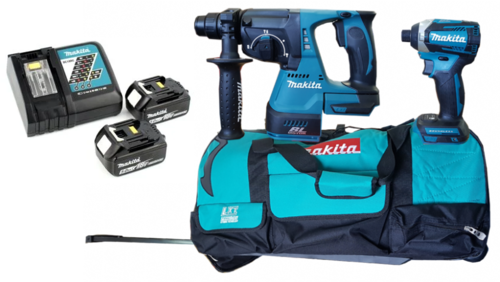 סט אימפקט ופטישון + 2 סוללות 5AH דגם DLX3040M מבית Makita