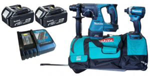 סט אימפקט ופטישון + 2 סוללות 4AH דגם DLX3040M מבית Makita
