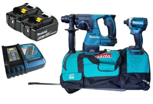 סט אימפקט ופטישון + 2 סוללות 6AH דגם DLX3040M מבית Makita