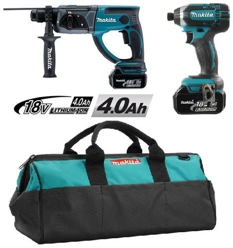 סט 2 כלים 18V נטען עם 2 סוללות 4.0AH ומטען MAKITA DLX2166 מקיטה