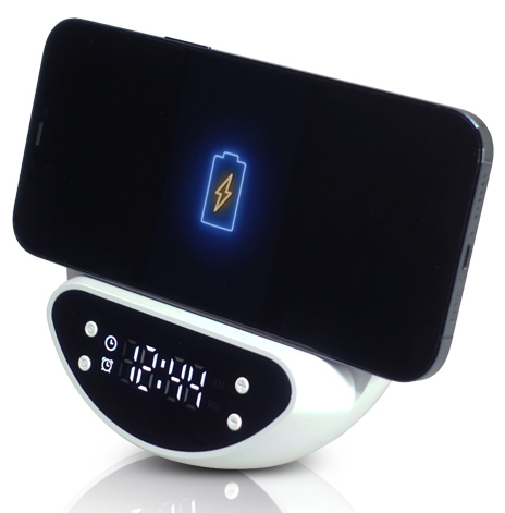 שעון מעורר במבוק משולב מעמד לנייד עם טעינה Morning