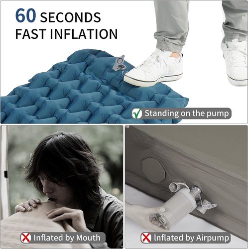 מזרון מתנפח מעצמו לתרמילאים עם משאבה וכרית Camping Air Mattress Ultralight NATUREHIKE