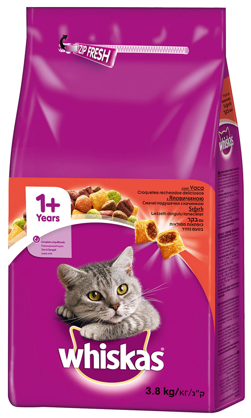 וויסקס מזון יבש לחתולים בטעם בקר - 3.8 ק״ג - Whiskas