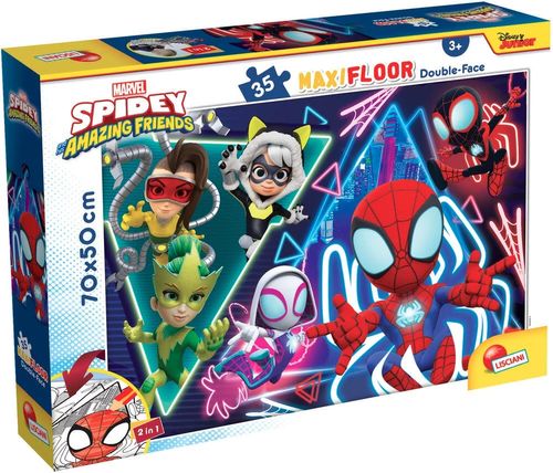 פאזל רצפה דו-צדדי 35 חלקים 2 ב 1 עם צד לצביעה - ספיידי