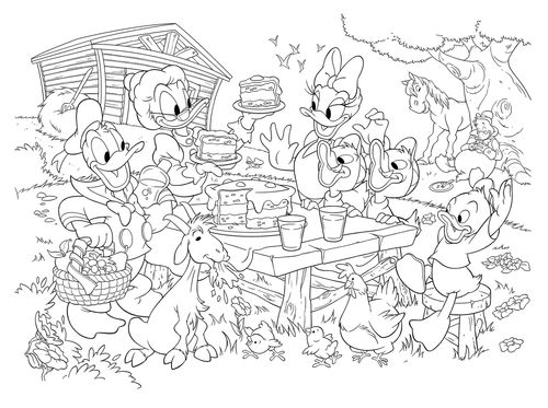 פאזל רצפה דו-צדדי 35 חלקים 2 ב 1 עם צד לצביעה - החברים שלי מיקי בסעודה