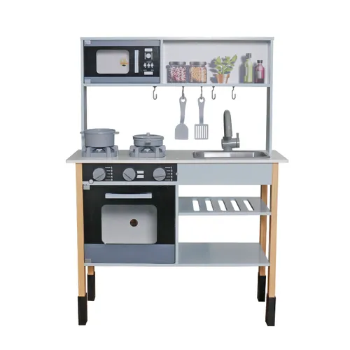 מטבח ילדים עם תנור וכיריים אורות וצלילים, כיור ומגוון אביזרי משחק ומזון - אריאל / רון