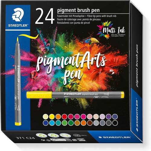 טוש מכחול פיגמנט, סט 24 יח' PIGMENT ARTS PENS סדרה 371