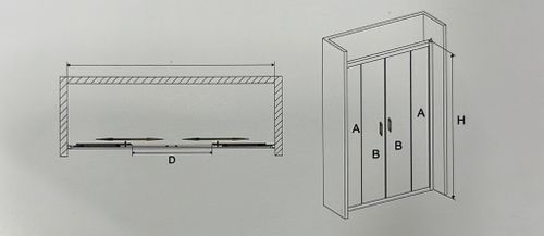 מקלחון חזית הזזה אוונס 2 קבועים 2 נפתחים שקוף\פסים ניקל מידות 165-180