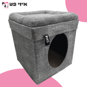 בית מתקפל לחתול בצבע אפור פטקס PetEx