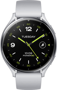 שעון ספורט חכם דגם Xiaomi Watch 2 בצבע כסוף עם רצועה בצבע אפור