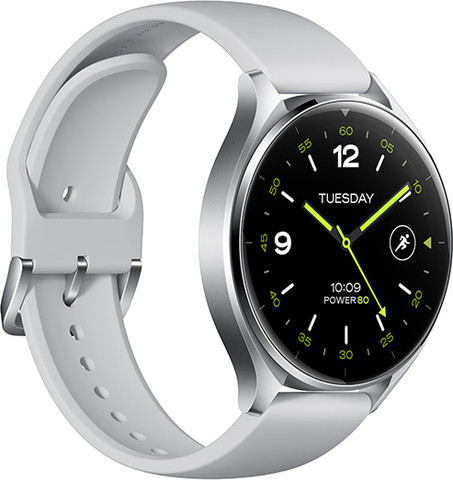 שעון ספורט חכם דגם Xiaomi Watch 2 בצבע כסוף עם רצועה בצבע אפור