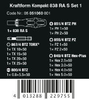 סט 15 חלקים מברג ראצ'ט Kraftform Kompakt 838 RA S Set 05051060001