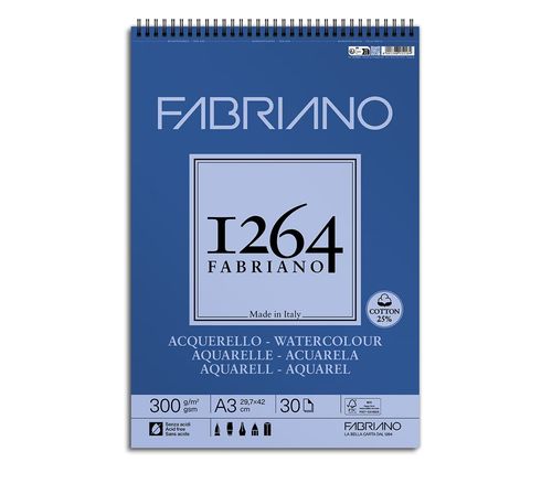 בלוק נייר אקוורל Aquarelle פבריאנו | 300 גרם | 30 דף  1264 FABRIANO