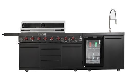 מטבח חוץ 6 מבערים  עם כיור ומקרר Z GRILLS MASTER בגימור שחור מט