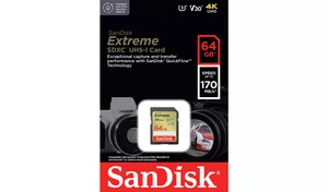 כרטיס זיכרון SanDisk Extreme SDXC SDSDXV2-064G-GNCIN 64GB SD סנדיסק