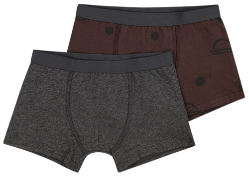 זוג תחתוני בוקסר לבנים 100% כותנה מידה 4-5 - אפור מלאנג'/צורות