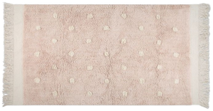 שטיח בד שאגי צמרירי 150*80 ס"מ - ורוד נקודות