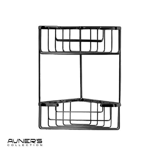 מדף רשת פינתי 2 קומות למקלחת BLACK שחור – SL370-BL