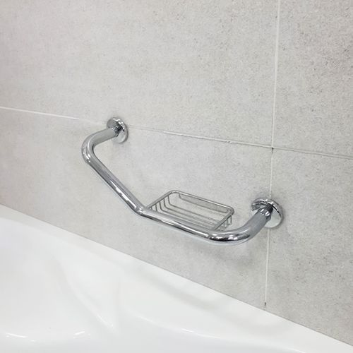 ידית אחיזה לאמבטיה עם סבוניה ניקל מבריק