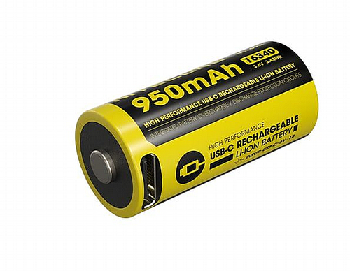  סוללת ליתיום USB נטענת CR123A/16340 950mAh