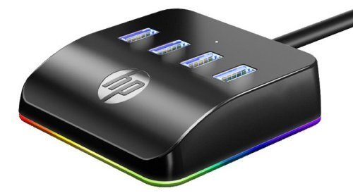 מפצל USB 3.0 ל-4 יציאות מהיר HP DHC-CT120 עם תאורת RGB