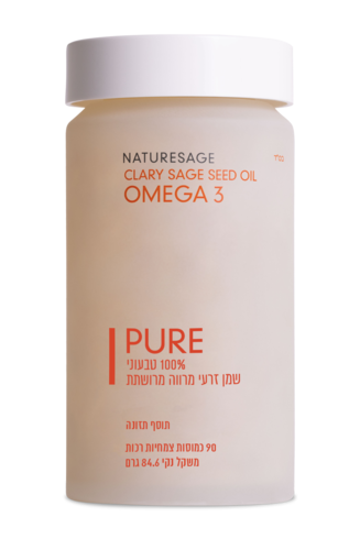 PURE מרווה מרושתת 90 כמוסות טבעוניות |  OMEA 3 CLARY SAGE SEED OIL
