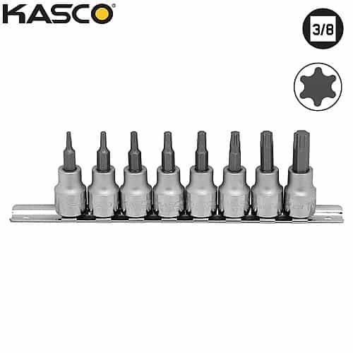 סט 8 בוקסות TORX פס מתכת הינע 3/8″ – KASCO K-130805