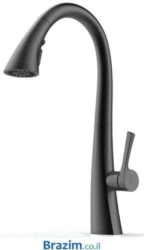 ברז מטבח נשלף K58601-MB מבית Carlos בגימור שחור מט עם 2 מצבי זרימה ועמידות בפני קורוזיה.