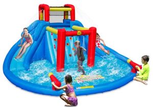 מגלשת מים עם מפל, קיר טיפוס, 2 מגלשות ו 2 תותחי מים 9678