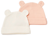 זוג כובעים לתינוק עם אוזניים 100% כותנה - ורוד/אופוויט
