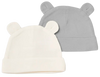 זוג כובעים לתינוק עם אוזניים 100% כותנה - אפור/קרם