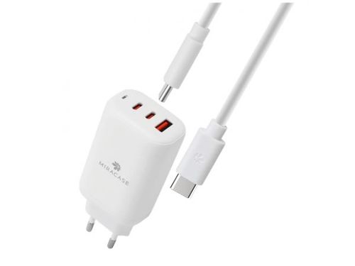 10 יחידות מטען קיר מהיר חיבור USB-A + 2 x PD Type-C 65W כולל כבל Type-c To Type-c בצבע לבן מתאים למחשב נייד 