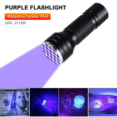 פנס אולטרה סגול 21 נורות לד Ultraviolet flashlight
