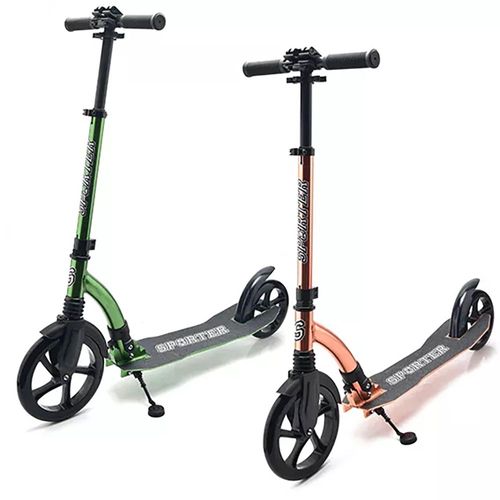 קורקינט גלגלים גדולים ירוק\אפרסק - COOL SPORTER