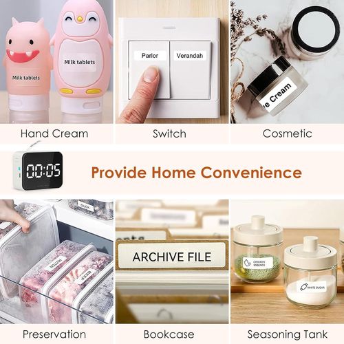 מדפסת מדבקות טרמית, אלחוטית עם תמיכה במספר שפות (כולל עברית), נטענת עם גליל מדבקות עמידות במים מתנה