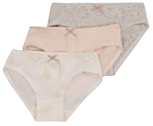 מארז שלישיית תחתונים לבנות 100% כותנה מידה 4-5 - אפור/ורוד בהיר/קרם