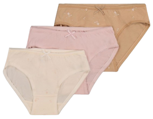 מארז שלישיית תחתונים לבנות 100% כותנה מידה 4-5 - אוקר/ורוד/ורוד בהיר