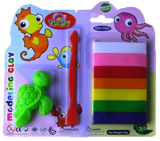 פלסטלינה 60 גרם, 7 צבעים + כלים