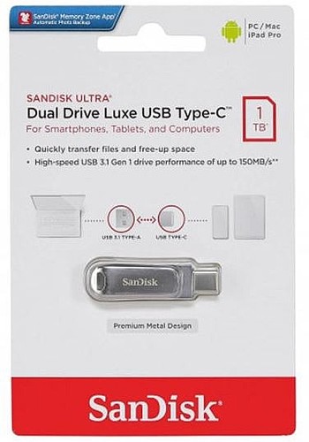 זיכרון נייד SanDisk Ultra Dual Drive Luxe USB Type-C SDDDC4-1T00 סנדיסק