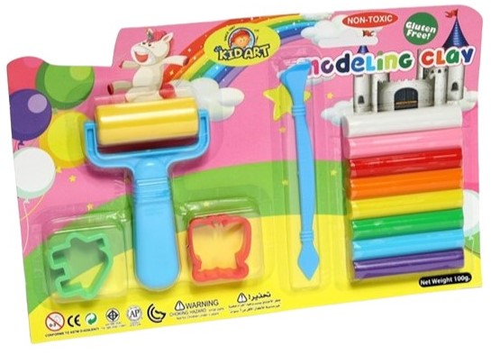 פלסטלינה 100 גרם, 8 צבעים + כלים