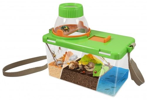 טרריום / מיכל שקוף ליצירת בית גידול וחקר חרקים, מעופפים וזוחלים עם זכוכית מגדלת