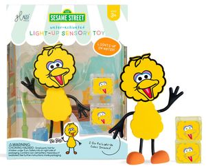 חברים זוהרים באמבטיה רחוב סומסום - שתי קוביות זוהרות במים ובובת חבר אבי ביג בירד