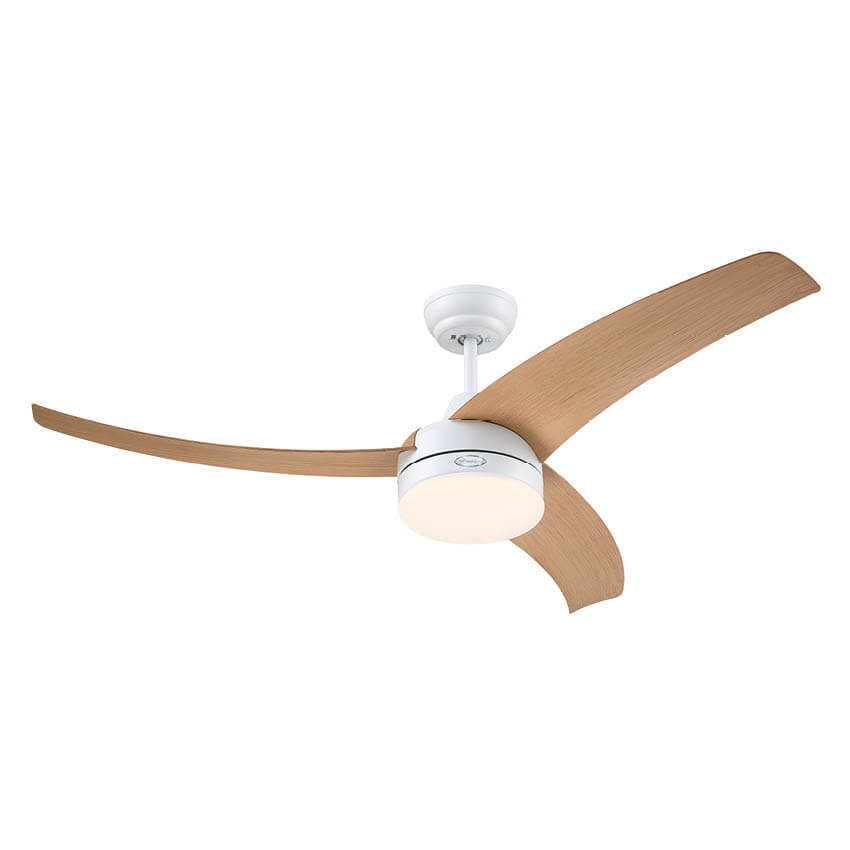  מאוורר תקרה ווסטינגהאוס 52″ LONGWOOD לבן/עץ אלון עם שלט ולד מובנה 24W, מנוע DC
