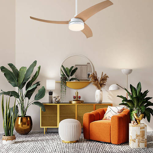  מאוורר תקרה ווסטינגהאוס 52″ LONGWOOD לבן/עץ אלון עם שלט ולד מובנה 24W, מנוע DC